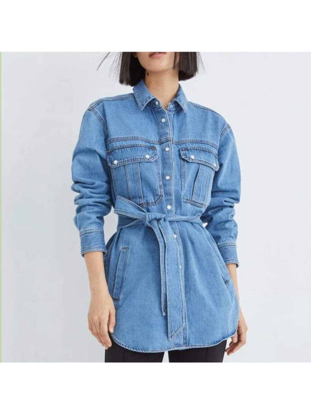 Veronica Beard Light Blue Denim Tie-Waist Jacket